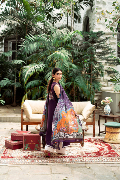 Florent | Eid Edits Luxury Lawn | FEE - 1A S Plum Lawn