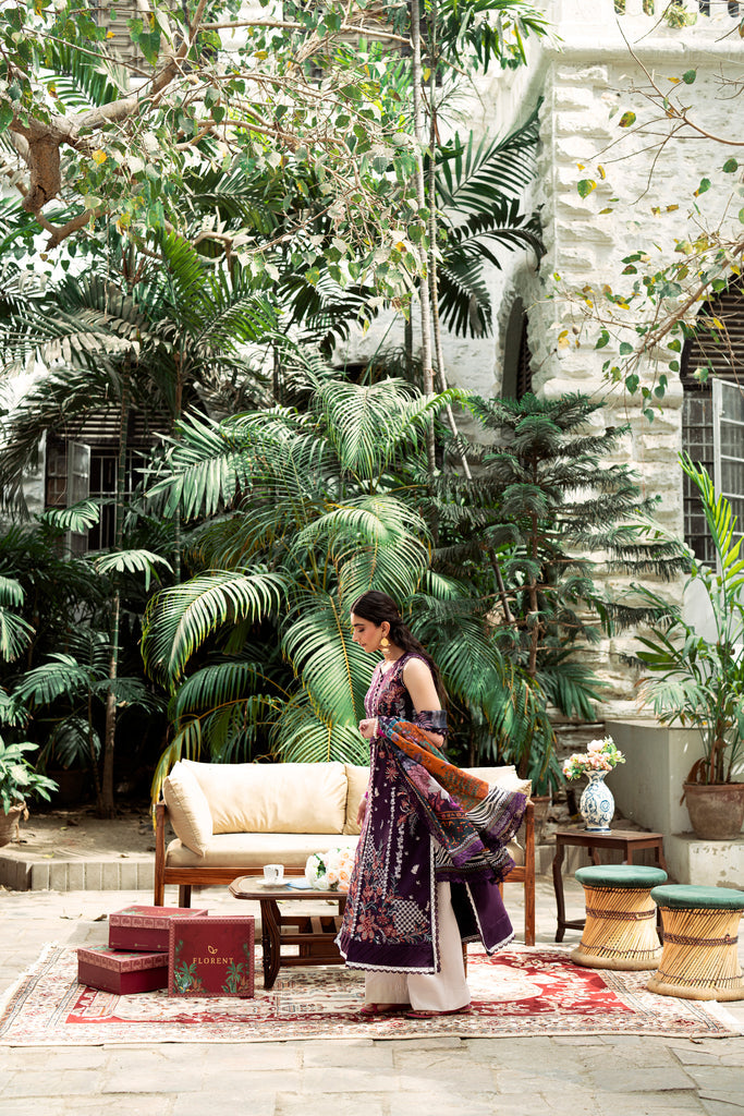 Florent | Eid Edits Luxury Lawn | FEE - 1A XL Plum Lawn