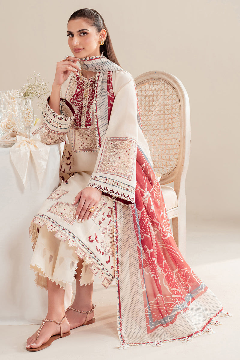 Jazmin | Iris Luxury Lawn 25 | IL'25-D02 Custom Size Cream Lawn