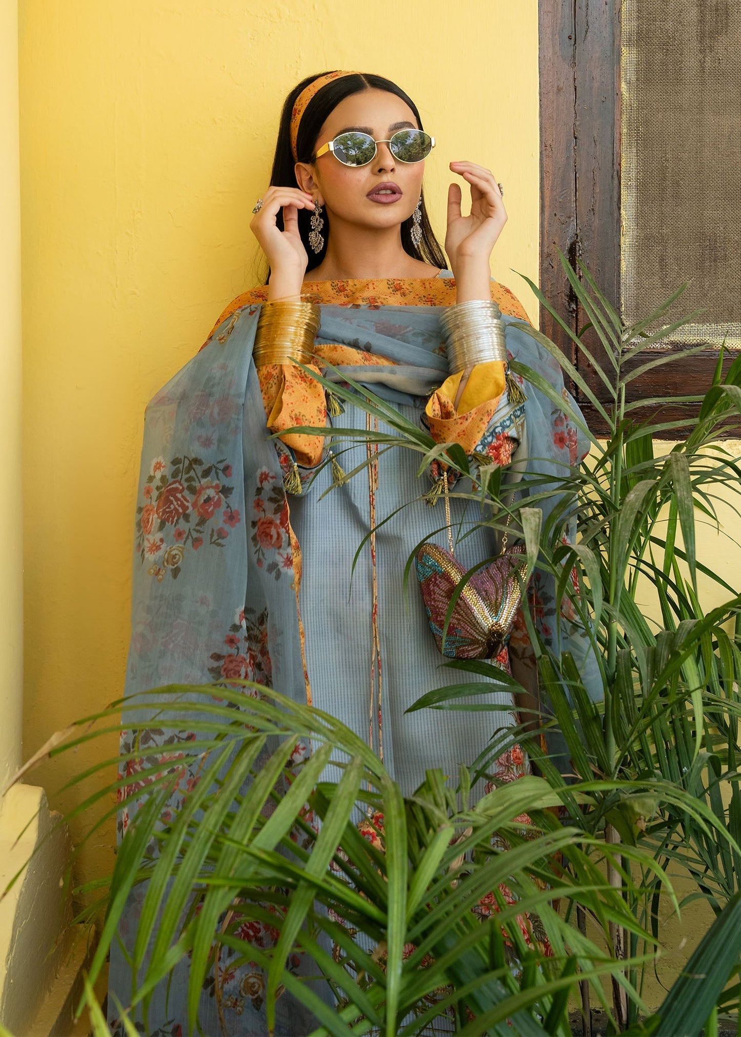 Maria Osama Khan | Retro Lawn 25 | Sama M Pastel Blue Lawn
