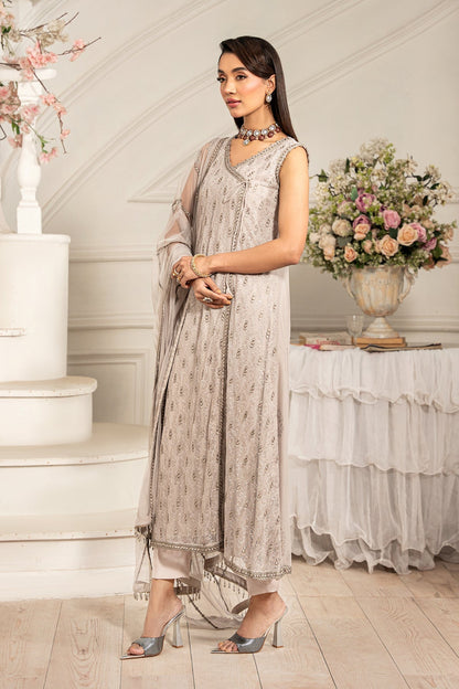 Zarif | Formal Edit 25 | ZFE-05 ALAINA XL Cloud Gray Net