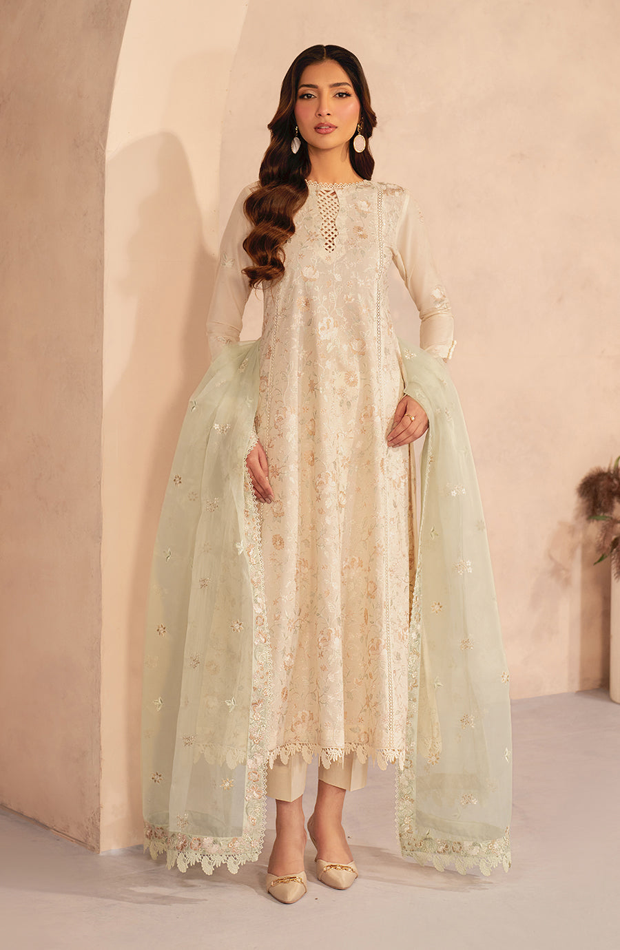Zarif | Summer Lawn 25 |UNST-LWN-01 DAHEER XS Ivory Lawn
