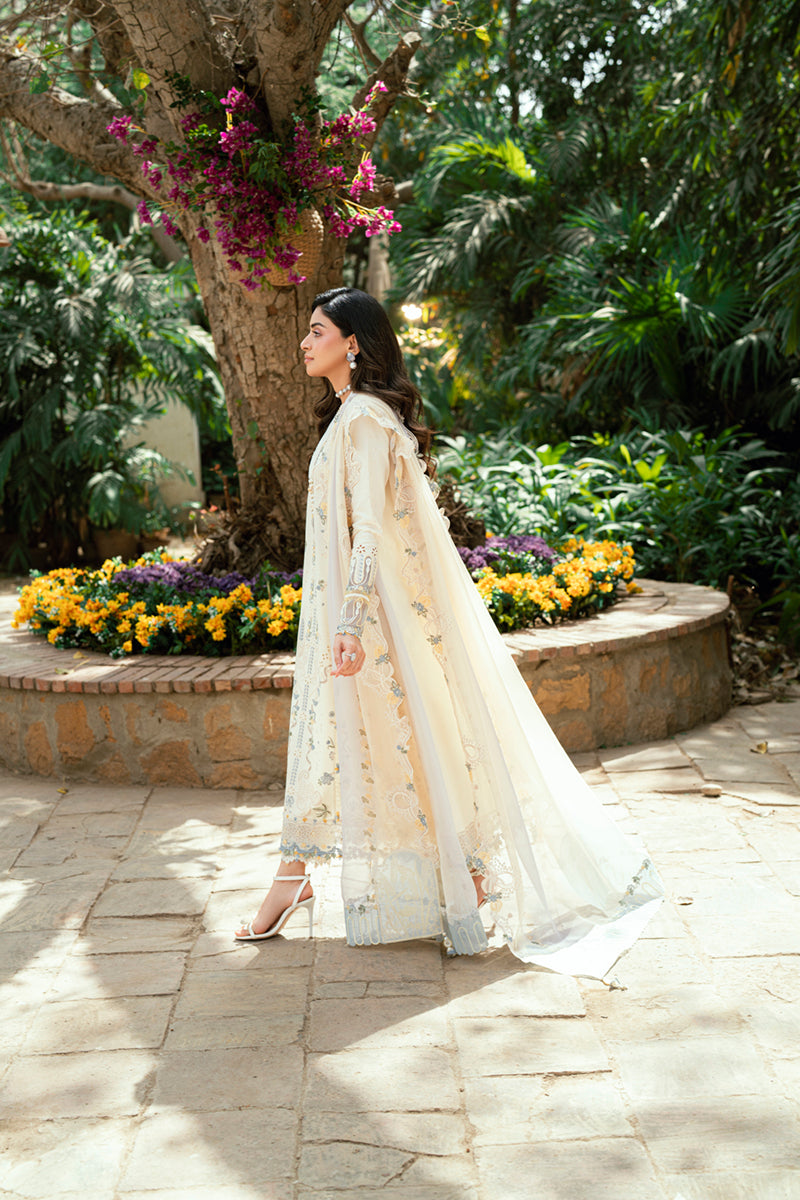 Qalamkar | Luxury Lawn Eid Edit | SB-09 Adeena S Ivory Lawn