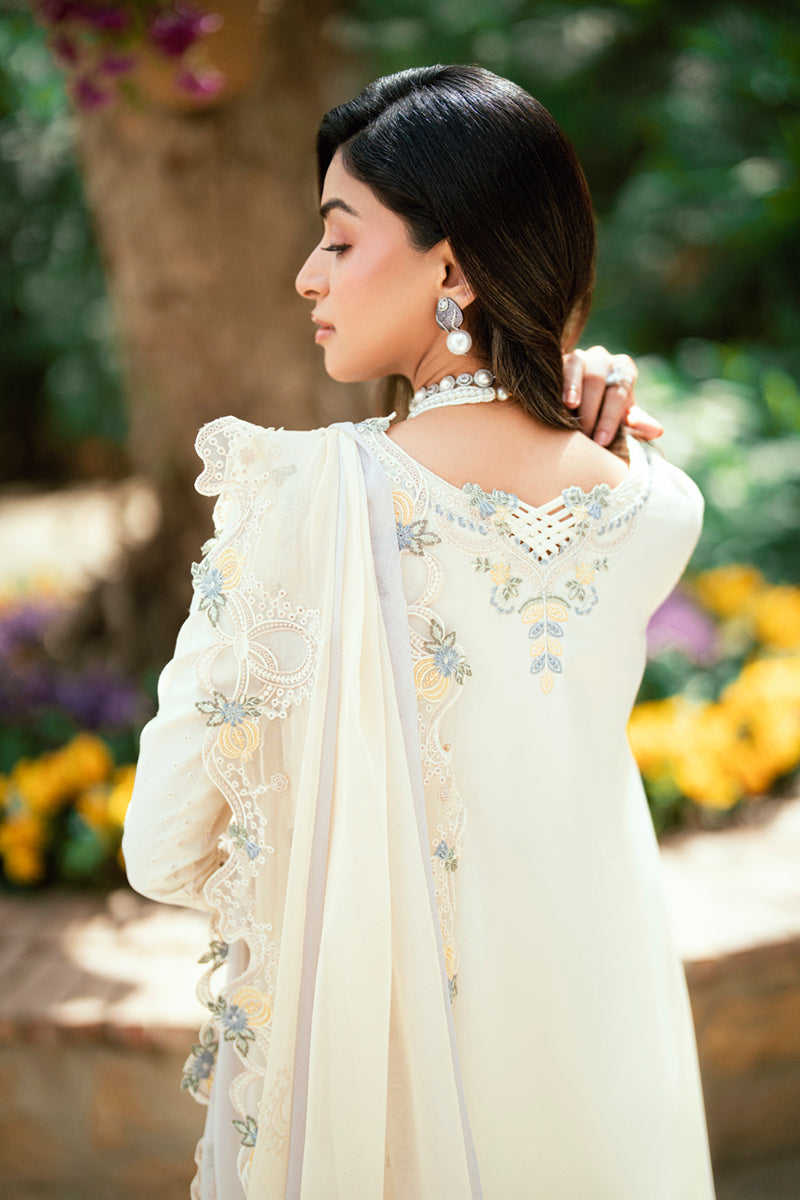Qalamkar | Luxury Lawn Eid Edit | SB-09 Adeena M Ivory Lawn