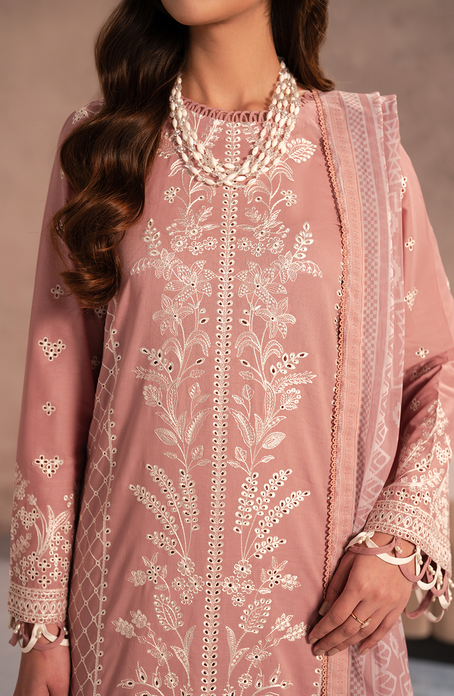 Zarif | Summer Lawn 25 | UNST-LWN-07 ANEEMA Custom Size Chikankari Lawn Powder Pink