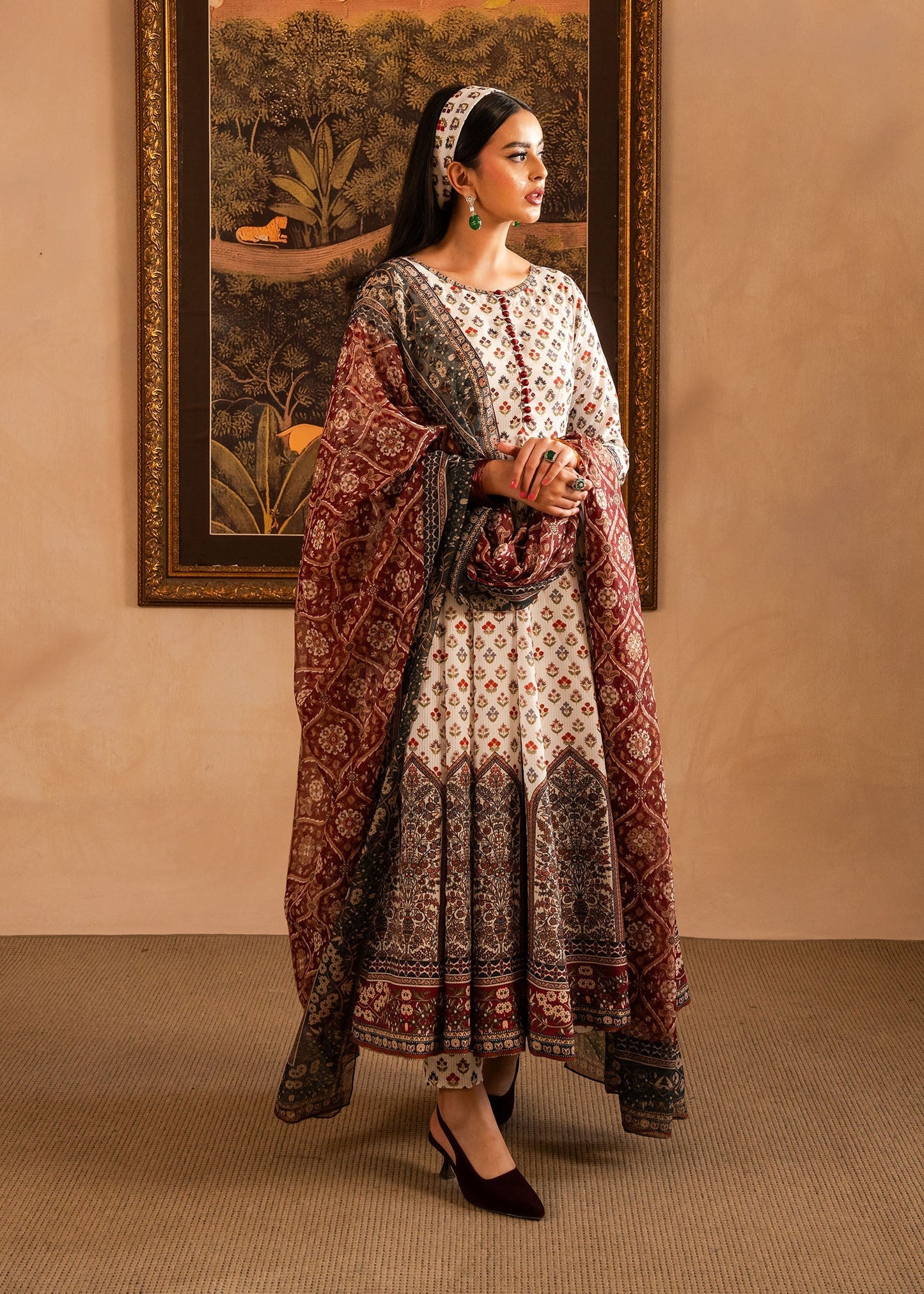 Maria Osama Khan | Retro Lawn 25 | Nair M Off White Lawn