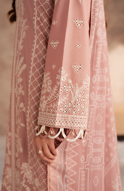 Zarif | Summer Lawn 25 | UNST-LWN-07 ANEEMA L Chikankari Lawn Powder Pink