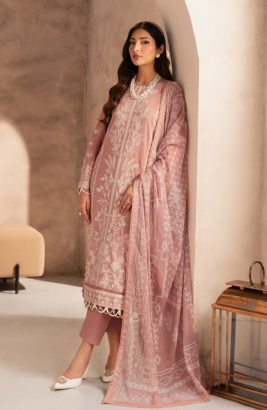 Zarif | Summer Lawn 25 | UNST-LWN-07 ANEEMA XS Chikankari Lawn Powder Pink