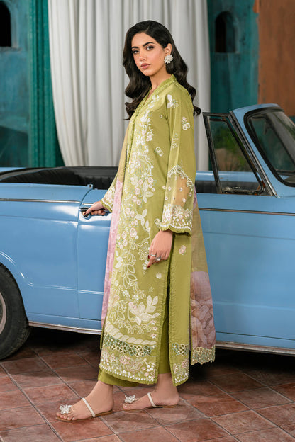 Zarif | Lamhay Luxury Eid Lawn 25 | 03 HIRRAM L Olive Lawn