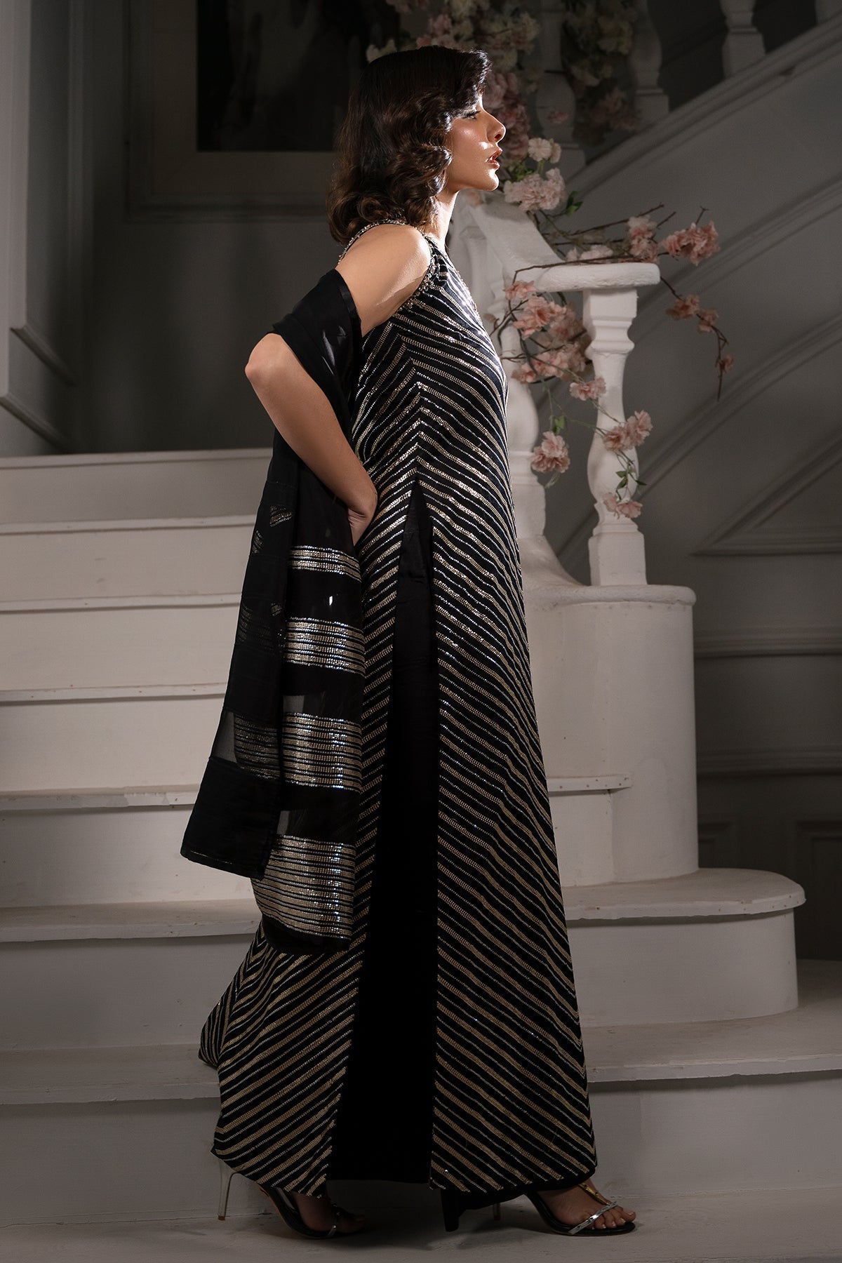 Mina Kashif | Emilie Formals | Lumina Custom Size Black Shamoz Silk