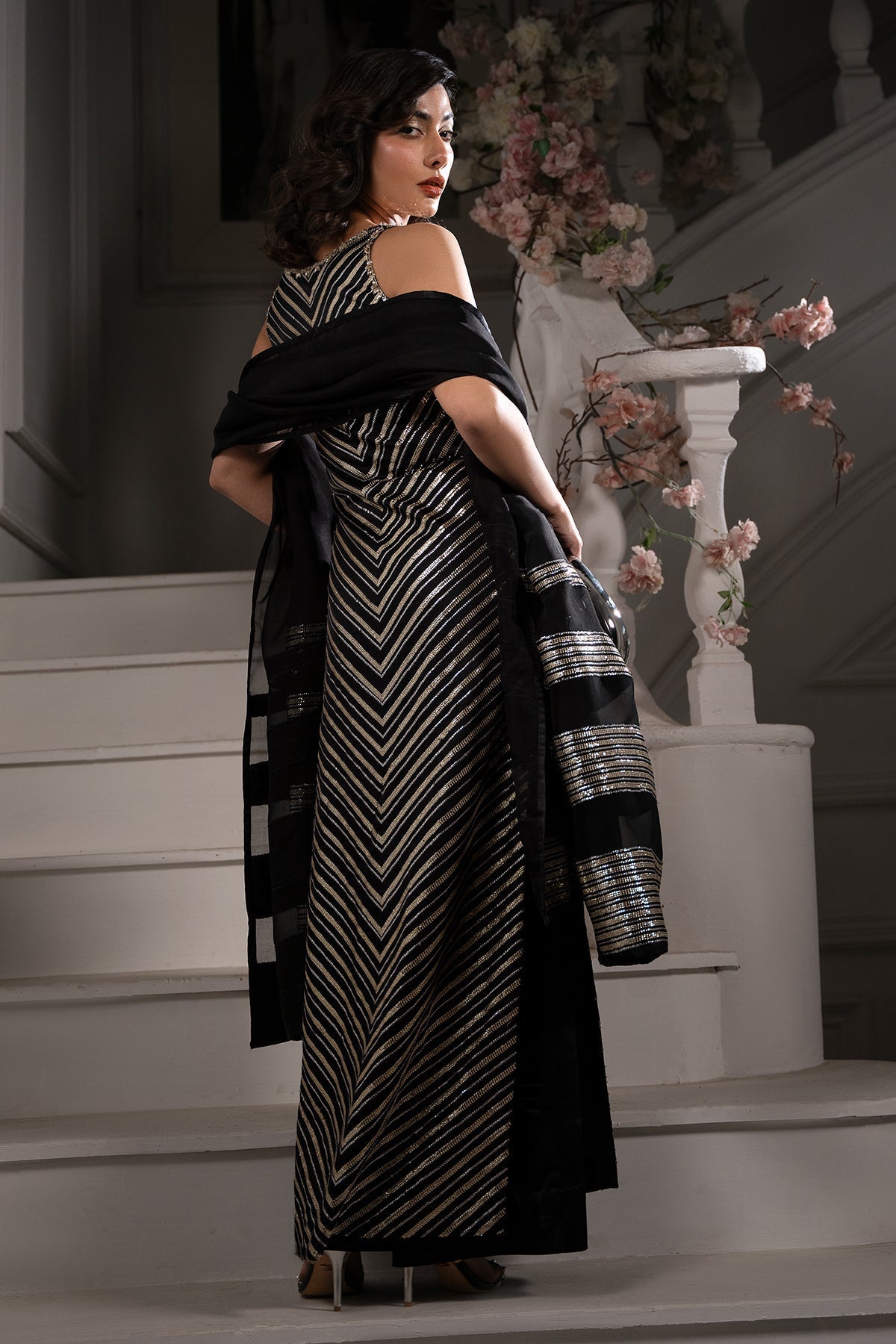 Mina Kashif | Emilie Formals | Lumina S Black Shamoz Silk
