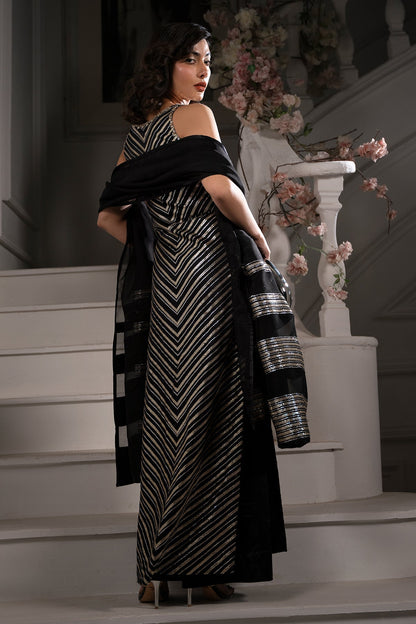 Mina Kashif | Emilie Formals | Lumina S Black Shamoz Silk