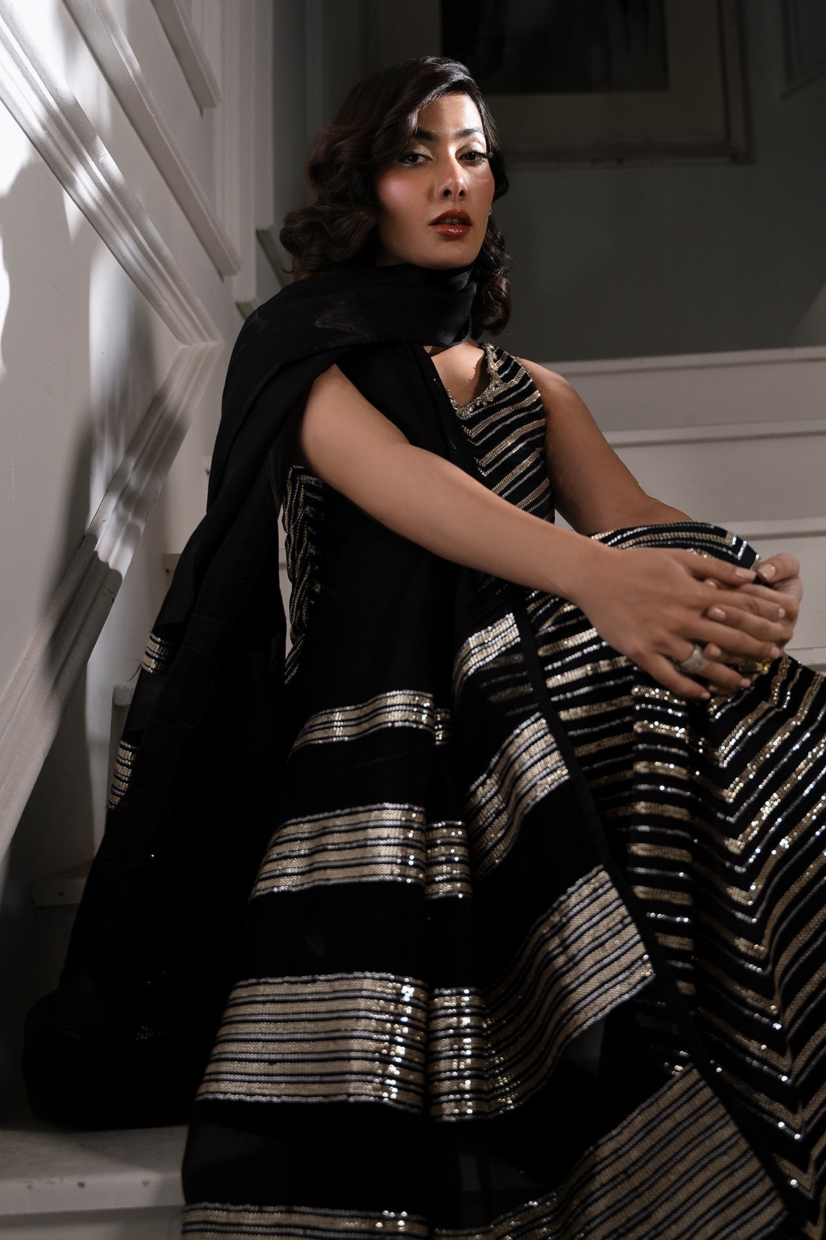 Mina Kashif | Emilie Formals | Lumina XL Black Shamoz Silk