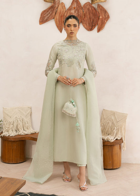 Dastoor | Rania Luxury Pret 25 | Daphne XS Apple Green Tissue Silk