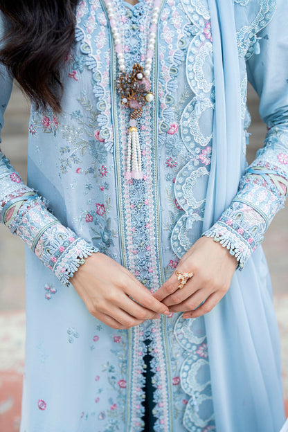 Qalamkar | Luxury Lawn Eid Edit | SB-04 Zarish Custom Size Light Blue Lawn