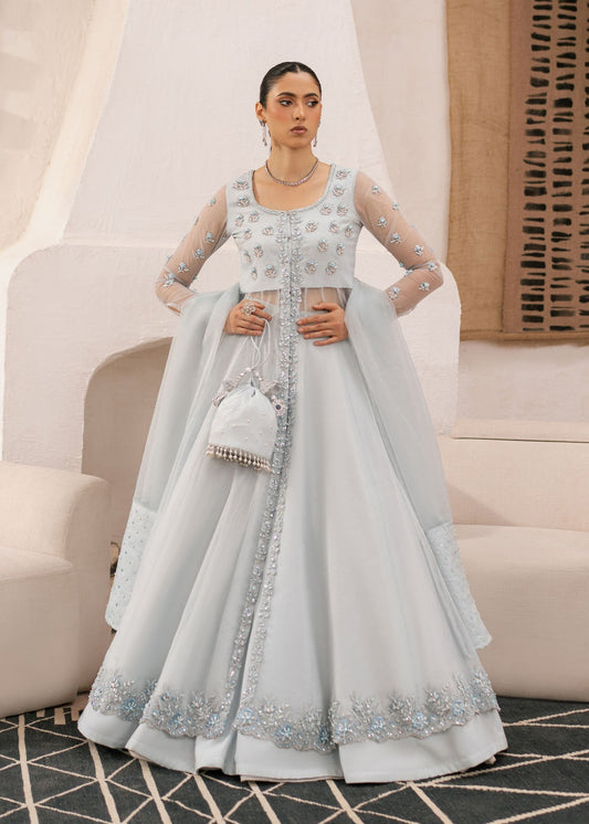 Dastoor | Rania Luxury Pret 25 | Mayal XS Ice Blue Organza
