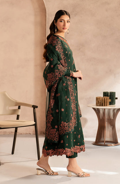 Zarif | Summer Lawn 25 | UNST-LWN-04 SIRAAN S Dark Green Chikankari Lawn