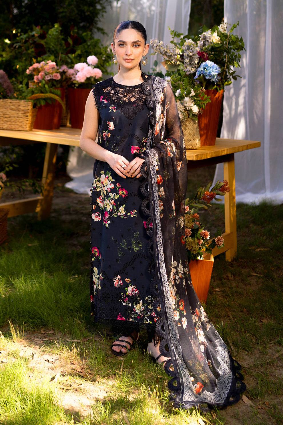 Neeshay | Summer Lines Printkari | OLIVINE - Pakistani Designer Dress - by Neeshay | Type: Luxury - 100% Original at Saira Sultan