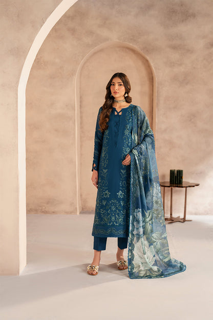 Zarif | Summer Lawn 25 | UNST-LWN-03 MEHMER XL Teal Blue Chikankari Lawn