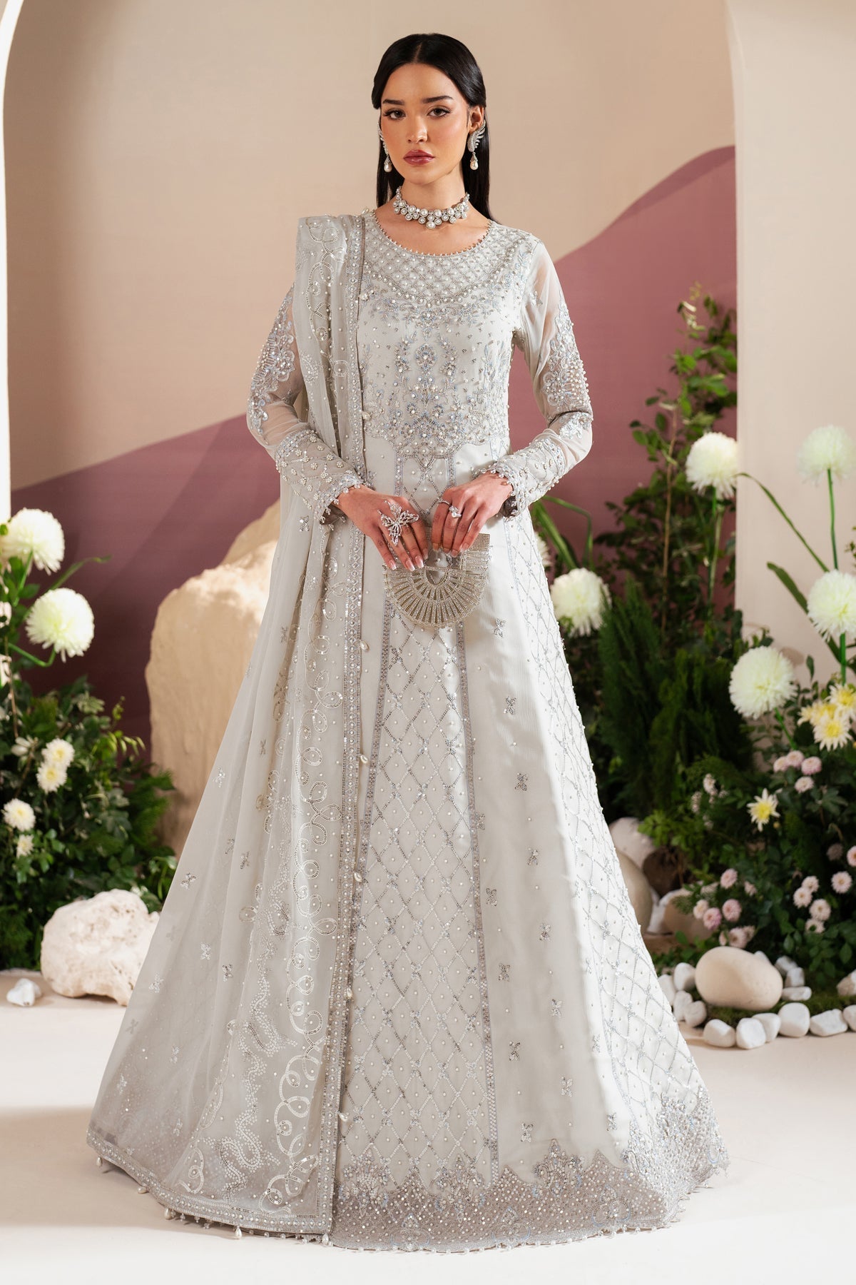 Alizeh | Handcrafted Eid Edit 25 | AF-HM-4032-Musk XL Off White Chiffon