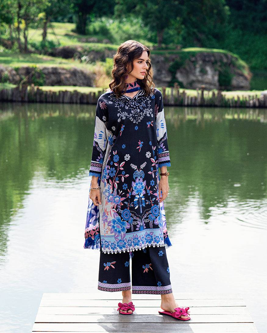 Roheenaz | Garden Veal Printed Lawn 25 |BlackBerry Frost - Pakistani Designer Dress - by Roheenaz | Type: Ladies Clothes - 100% Original at Saira Sultan