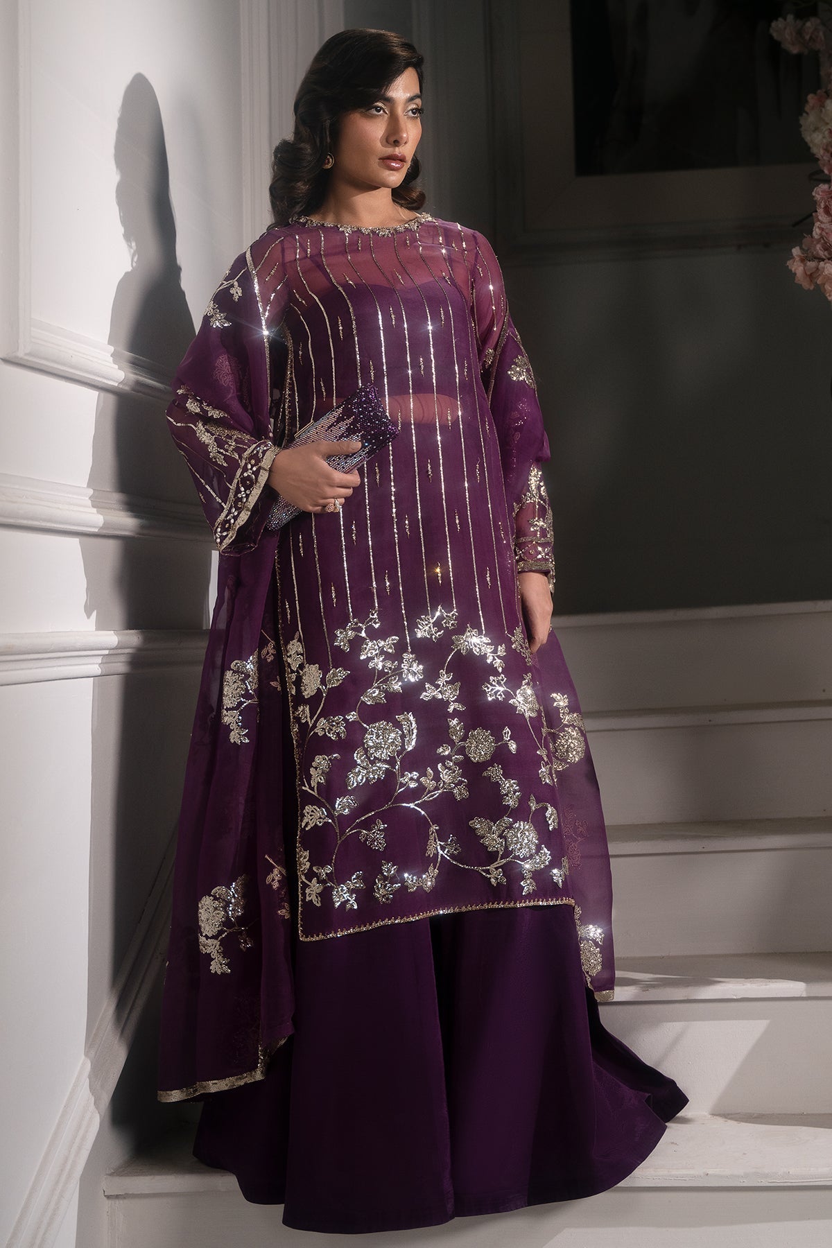 Mina Kashif | Emilie Formals | Marie XS Plum Roman Silk