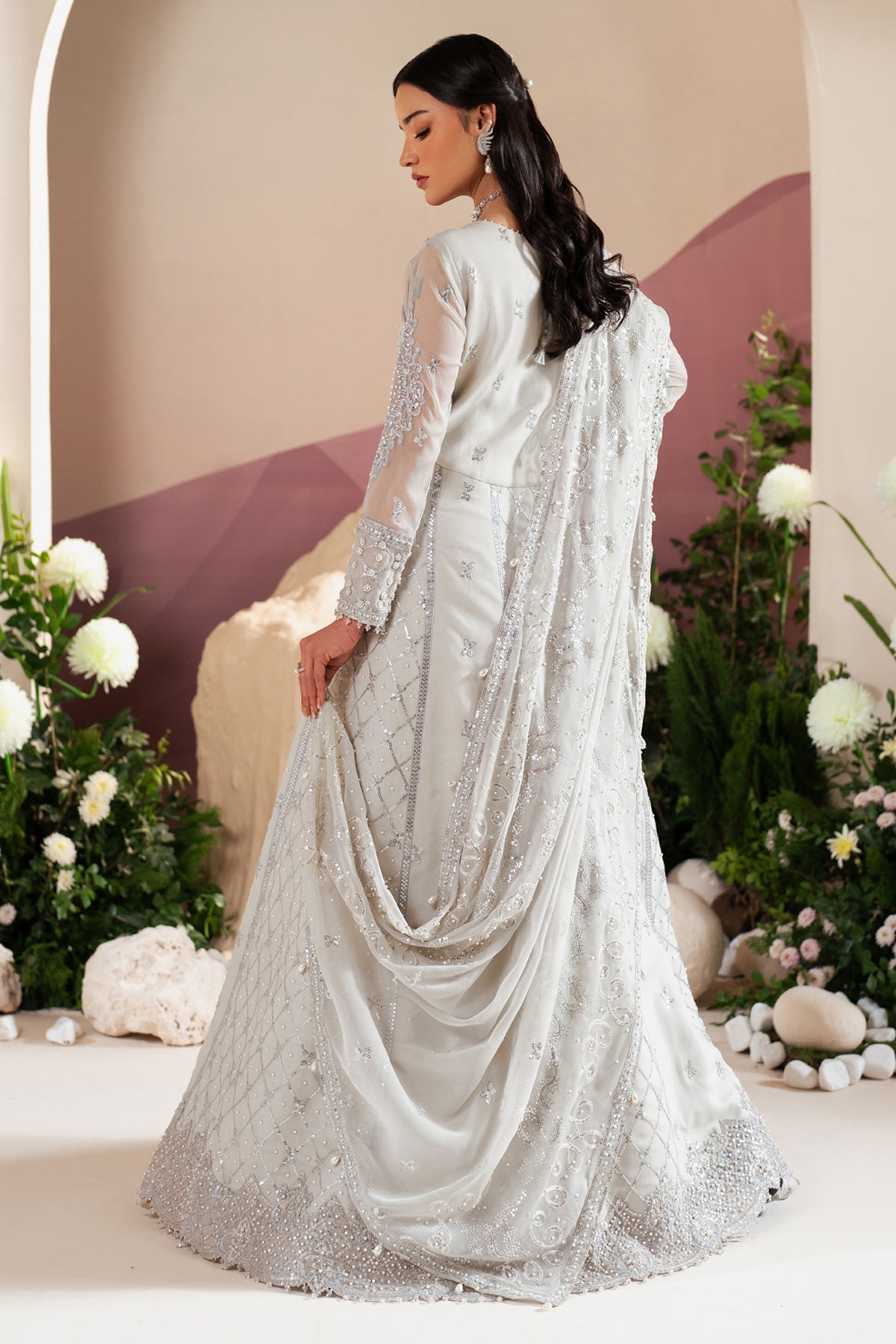 Alizeh | Handcrafted Eid Edit 25 | AF-HM-4032-Musk S Off White Chiffon