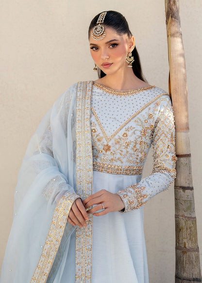 Dastoor | Maahi Luxury Pret 25 | Hoor M Ice Blue Korean Silk