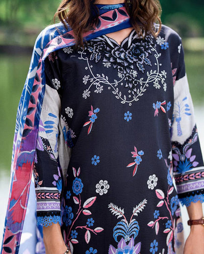 Roheenaz | Garden Veal Printed Lawn 25 |BlackBerry Frost - Pakistani Designer Dress - by Roheenaz | Type: Ladies Clothes - 100% Original at Saira Sultan