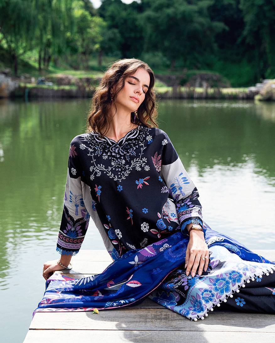 Roheenaz | Garden Veal Printed Lawn 25 |BlackBerry Frost - Pakistani Designer Dress - by Roheenaz | Type: Ladies Clothes - 100% Original at Saira Sultan