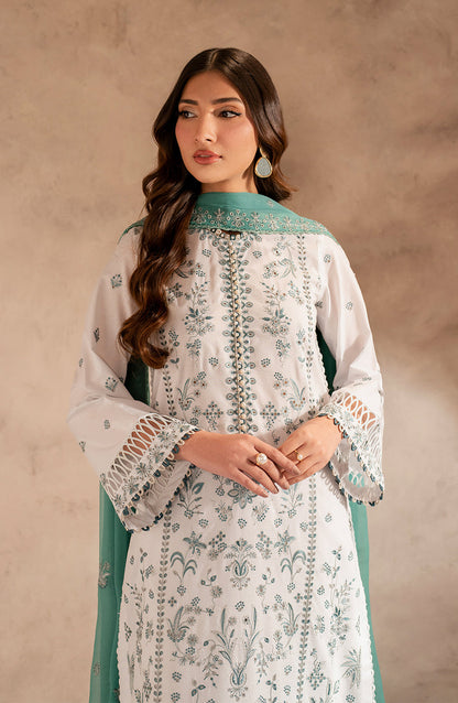 Zarif | Summer Lawn 25 | UNST-LWN-05 SEMIL L White Chikankari Lawn