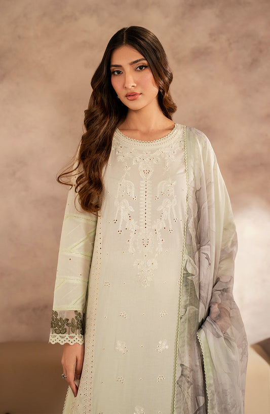 Zarif | Summer Lawn 25 | UNST-LWN-08 ROOHAL XS Cream Chikankari Lawn