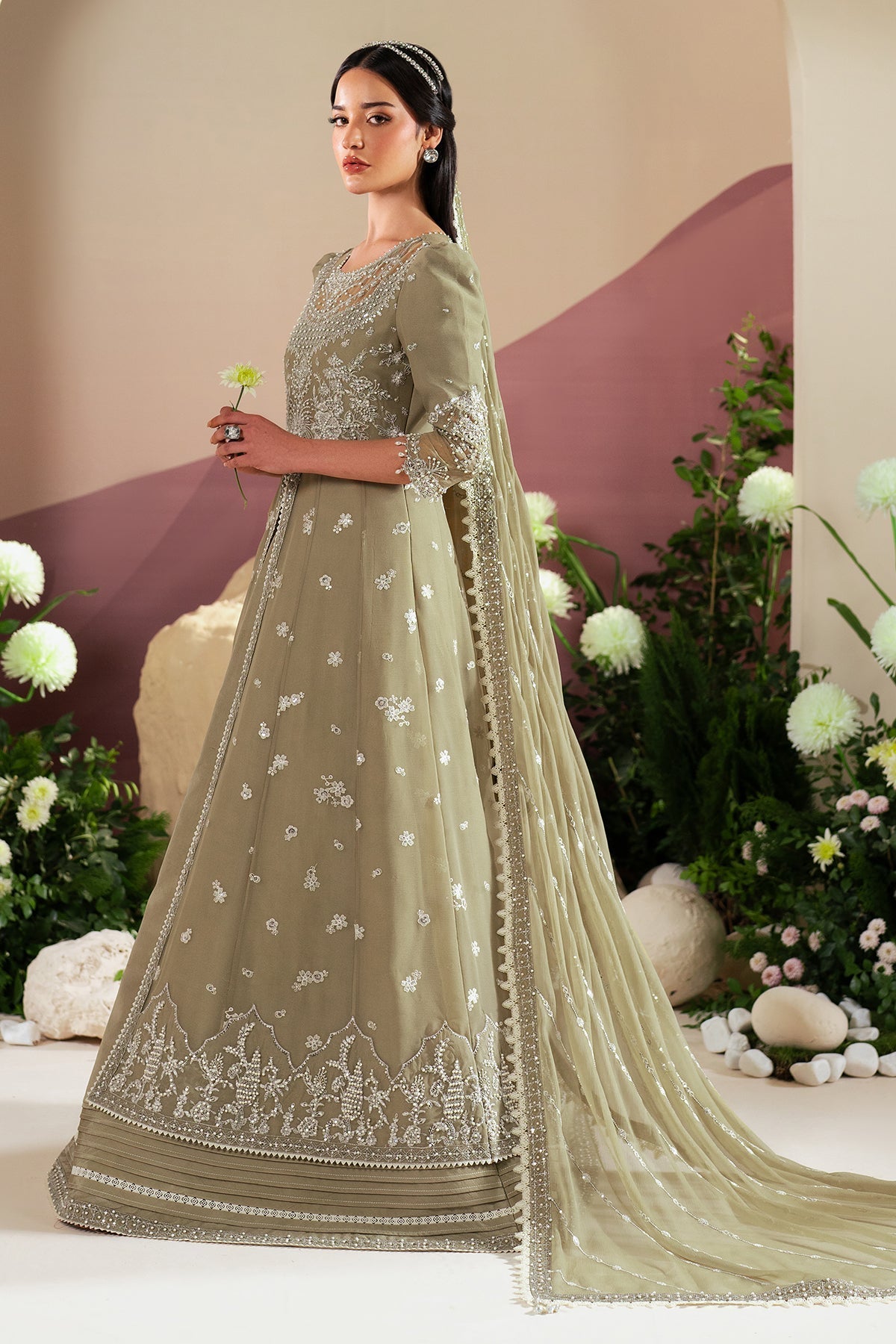 Alizeh | Handcrafted Eid Edit 25 | AF-HM-4040-Tunic L Sage Chiffon