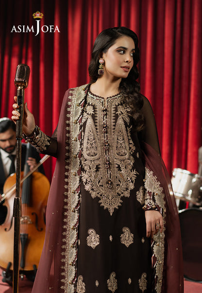 Asim Jofa | Premium Festive | AJPF-02 L Dark Brown Chiffon