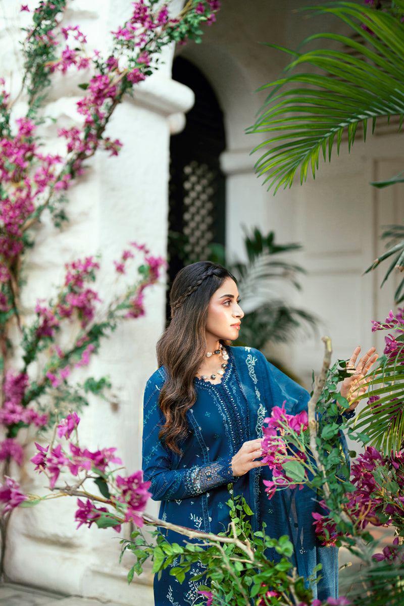 Qalamkar | Luxury Lawn Eid Edit | SB-11 Noray XL Blue Lawn