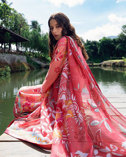 Roheenaz | Garden Veal Printed Lawn 25 | Berry Glint - Pakistani Designer Dress - by Roheenaz | Type: Ladies Clothes - 100% Original at Saira Sultan