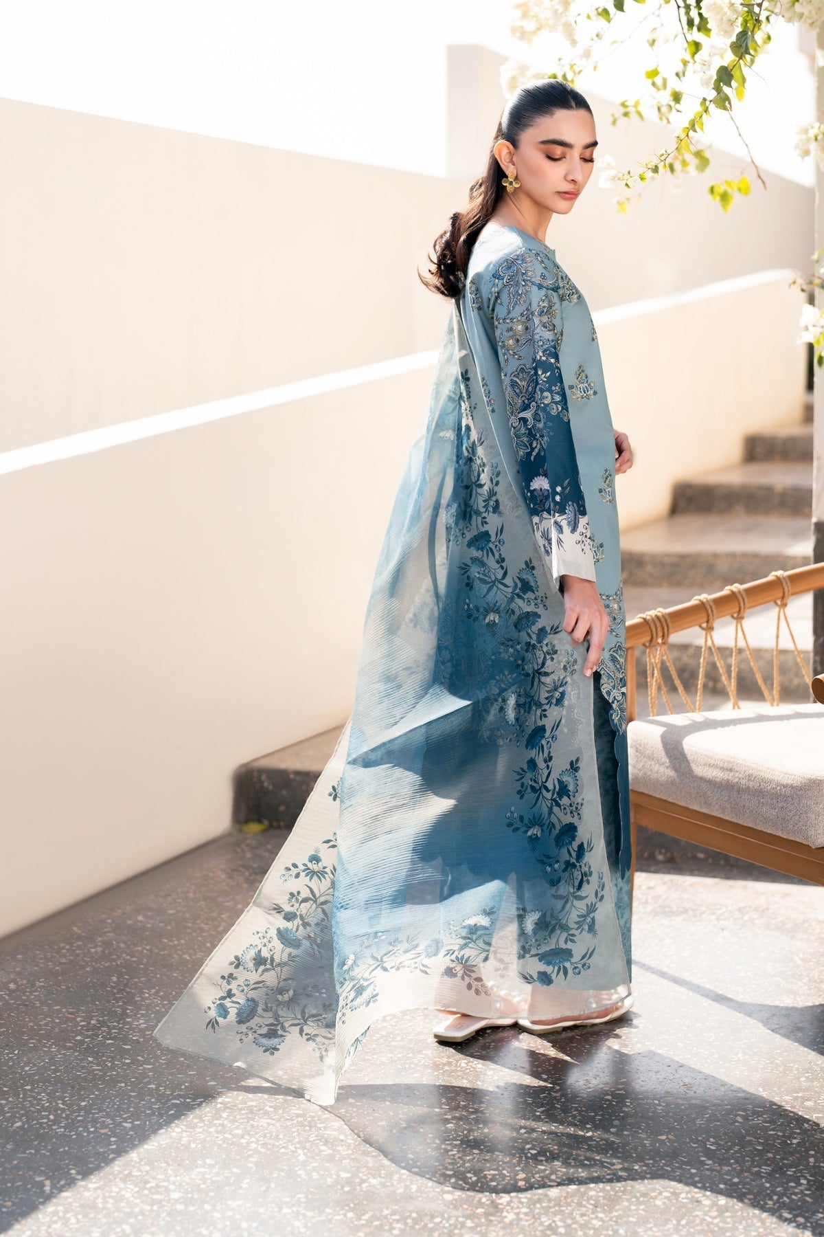 Xenia Formals | Summer Away 25 | NEHAR S Light Blue Gray Lawn