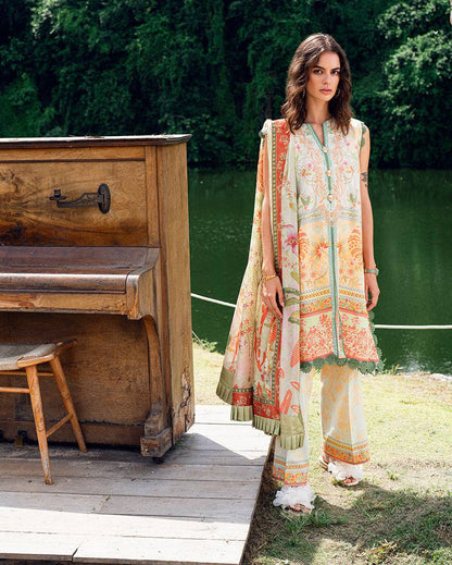 Roheenaz | Garden Veal Printed Lawn 25 | Gold Riddle - Pakistani Designer Dress - by Roheenaz | Type: Ladies Clothes - 100% Original at Saira Sultan