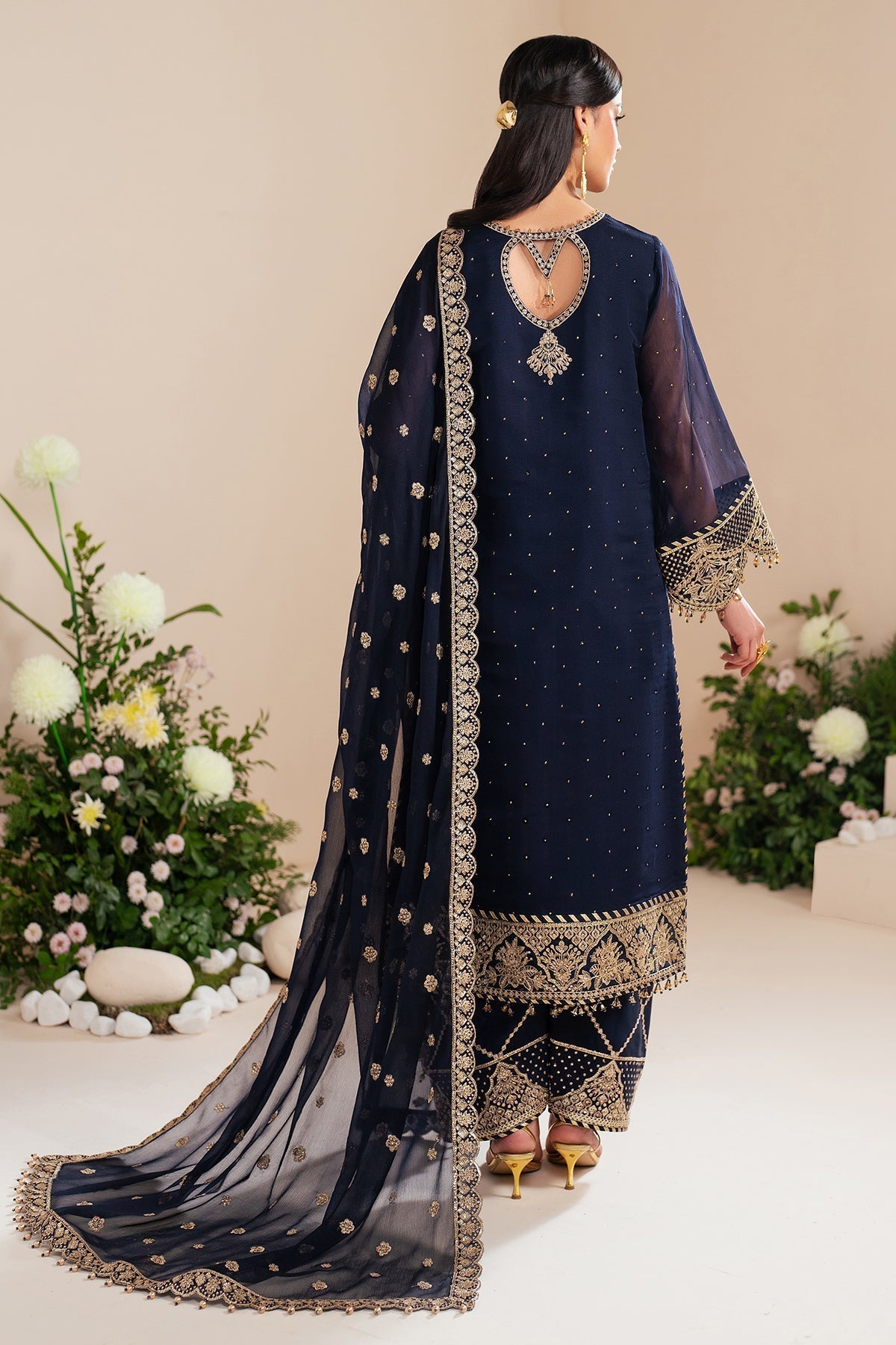 Alizeh | Handcrafted Eid Edit 25 | AF-HM-4037-Erina S Midnight Blue Chiffon
