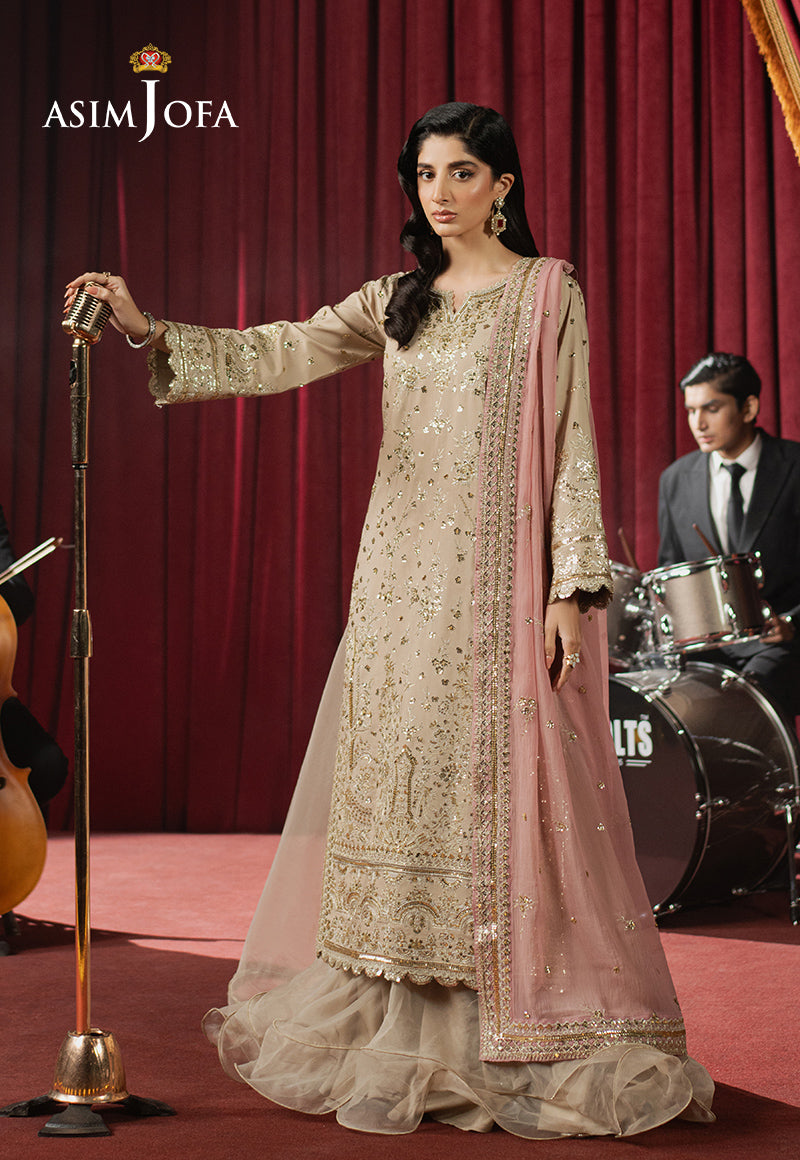 Asim Jofa | Premium Festive | AJPF-24 XS Beige Spun Raw Silk