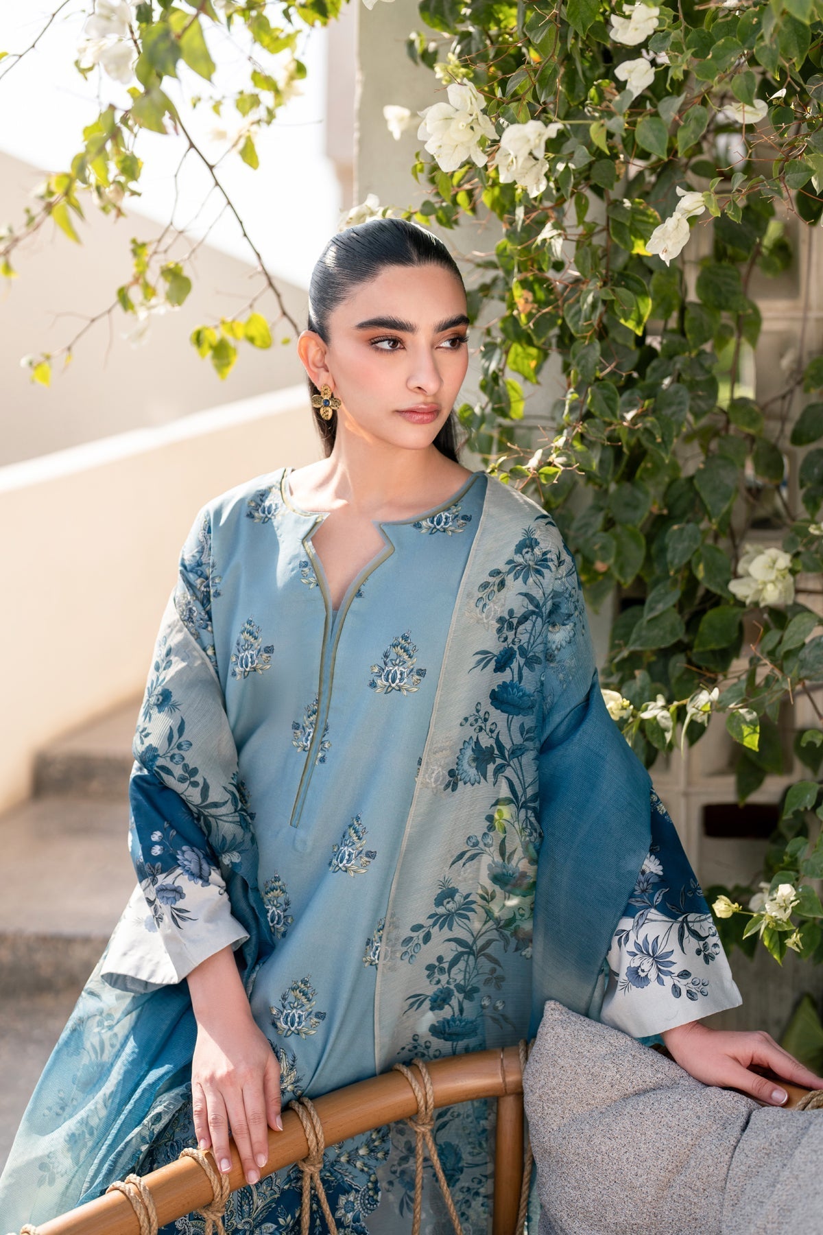 Xenia Formals | Summer Away 25 | NEHAR M Light Blue Gray Lawn