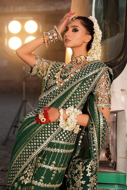 Maryams | Zeenat Luxury Formals | Soft Meadow - Z-03 Custom Size Bottle Green Net