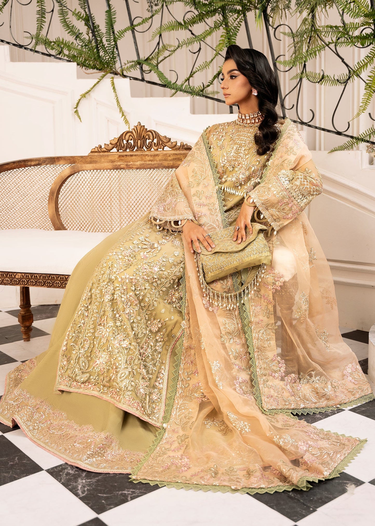 Inayat | Festive Formals | BREWING-MATCHA - Pakistani Designer Dress - by Inayat - Type : Ladies Clothes - 100% Original at Saira Sultan