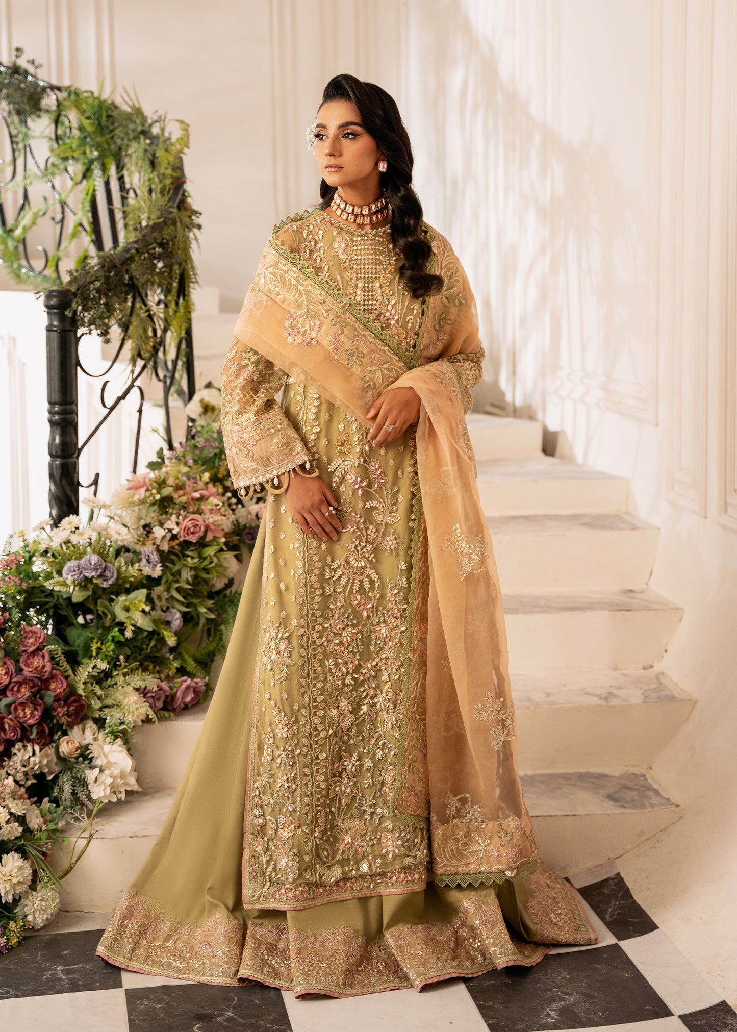 Inayat | Festive Formals | BREWING-MATCHA - Pakistani Designer Dress - by Inayat - Type : Ladies Clothes - 100% Original at Saira Sultan