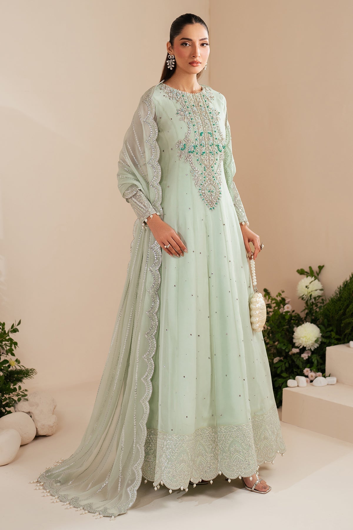 Alizeh | Handcrafted Eid Edit 25 | AF-HM-4035-Rimel XL Mint Chiffon
