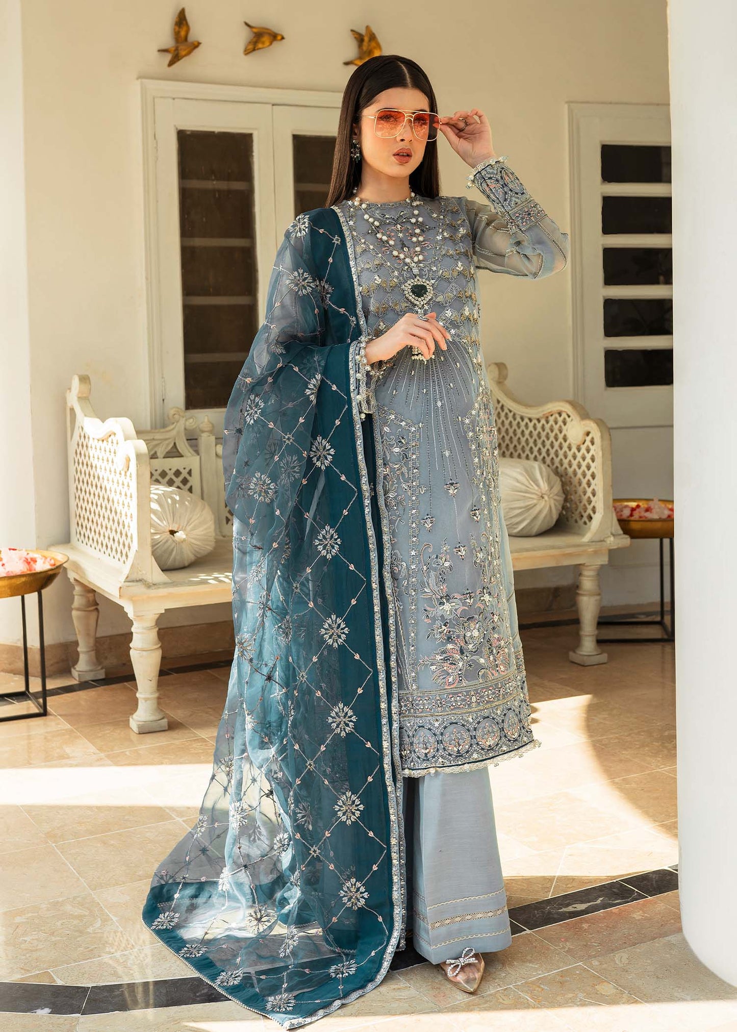 Shurooq | Zara Edit 24 | Neelum XS Sky Blue Organza