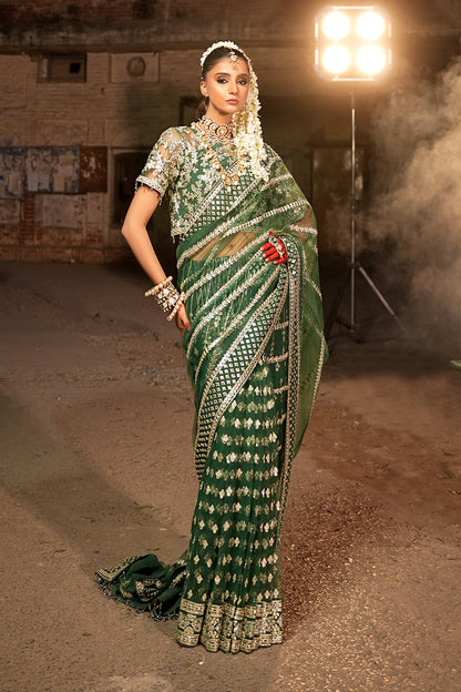 Maryams | Zeenat Luxury Formals | Soft Meadow - Z-03 XS Bottle Green Net