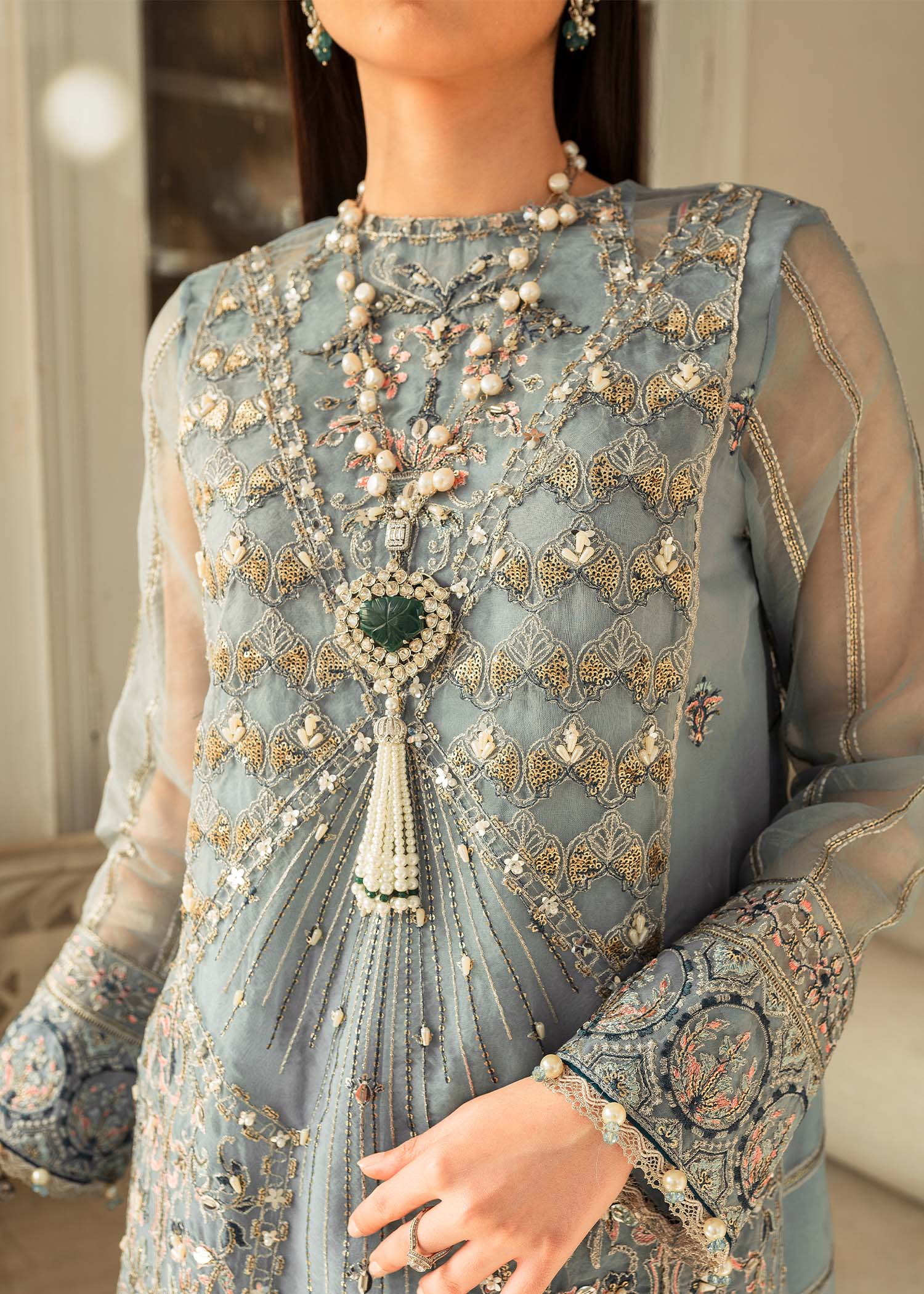 Shurooq | Zara Edit 24 | Neelum S Sky Blue Organza