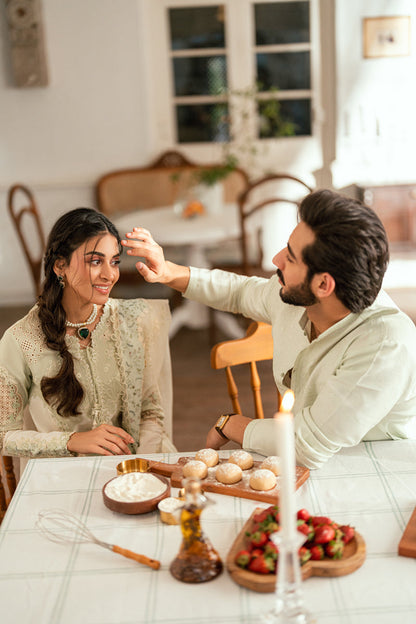 Qalamkar | Luxury Lawn Eid Edit | SB-10 Nadia XL Ivory Lawn