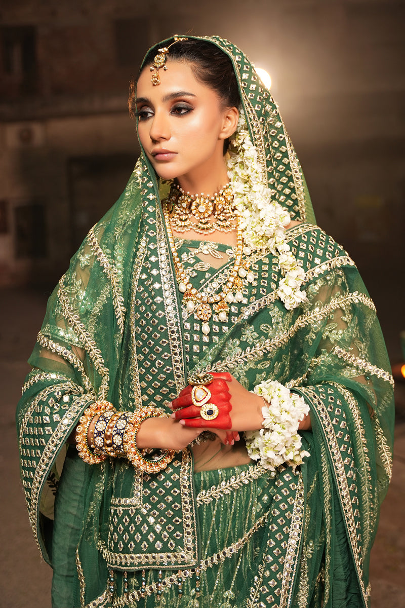 Maryams | Zeenat Luxury Formals | Soft Meadow - Z-03 M Bottle Green Net